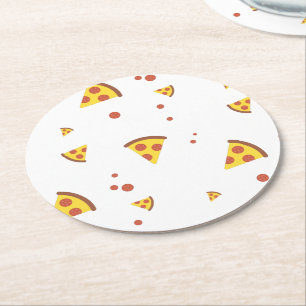 Grappig Retro Pepperoni Pizza Minimalistisch Patro Ronde Kartonnen Onderzetter