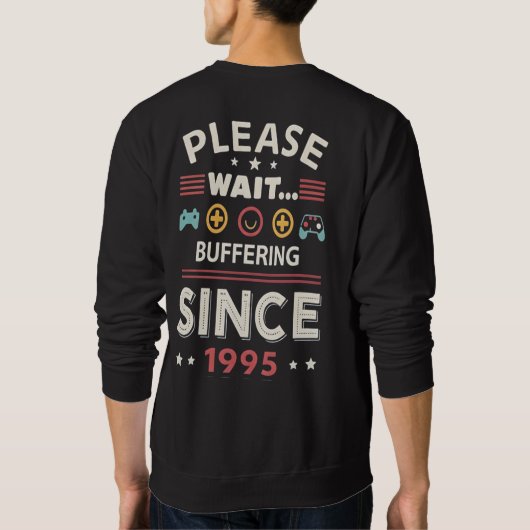 Grappig Retro Pixel Art T-Shirt | Buffering Sinds  (Achterkant)