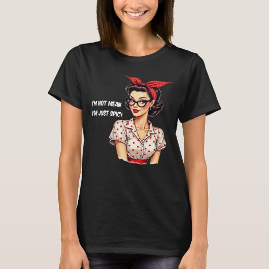 Grappig Retro Rockabilly Pittige Vrouwentop T-shirt (Voorkant)