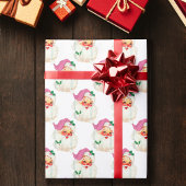 Grappig Retro Roze Kerstman Gezicht Kerstcadeau Cadeaupapier