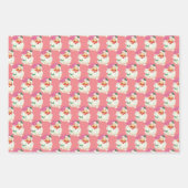 Grappig Retro Roze Kerstman Gezicht Kerstcadeau Inpakpapier Vel (Voorkant 3)