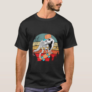 Grappig Retro  Skelet Dinosaurus Skateboardin T-shirt
