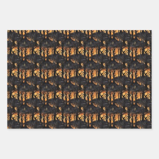 Grappig retro spooky Halloween spookbos Inpakpapier Vel (Voorkant)