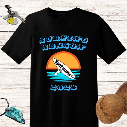 Grappig retro surf ontwerp "Surfseizoen" en spot T-shirt
