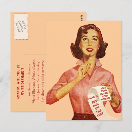 Grappig retro voorstel briefkaart (Voorkant / Achterkant)