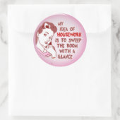 Grappig retro vrouw 50's huisvrouw huishoudelijk w ronde sticker (Tas)