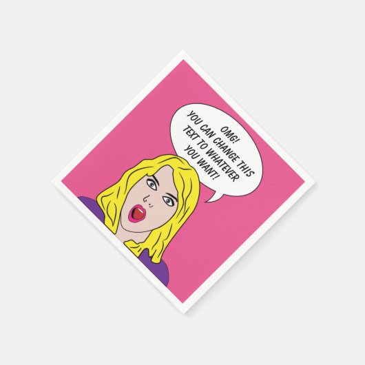 GRAPPIG RETRO VROUW aangepaste papieren servetten (Hoek)