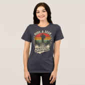 Grappig Retro Zonsondergang Bos Design Tri-Blend Shirt (Voorkant volledig)