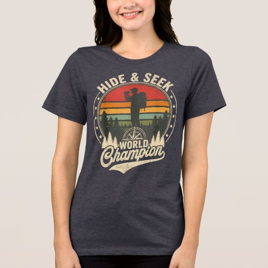 Grappig Retro Zonsondergang Bos Design Tri-Blend Shirt (Voorkant)
