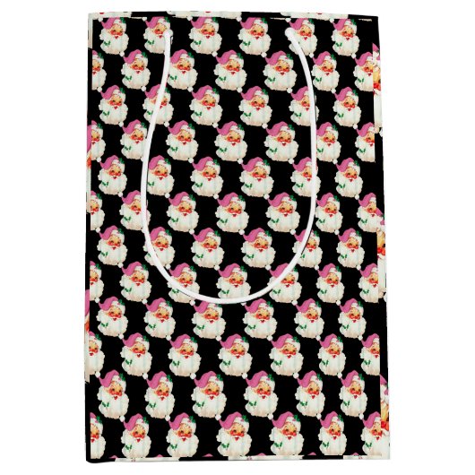 Grappig Retro Zwart Sinterklaas Gezicht Kerstcadea Medium Cadeauzakje (Voorkant)