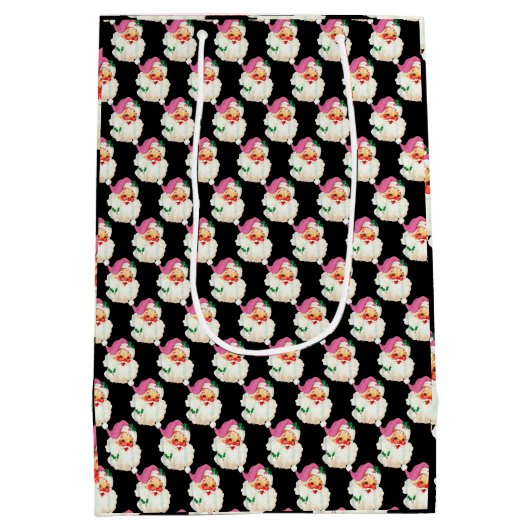 Grappig Retro Zwart Sinterklaas Gezicht Kerstcadea Medium Cadeauzakje (Achterkant)