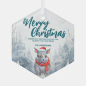 Grappig Rhino Vrolijk Kerstboom sneeuw Vakantie fe Glas Ornament (Voorkant)
