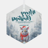 Grappig Rhino Vrolijk Kerstboom sneeuw Vakantie fe Glas Ornament (Achterkant)