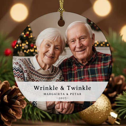 Grappig Rimpel & Twinkle Grootouder Foto Keepsake Keramisch Ornament