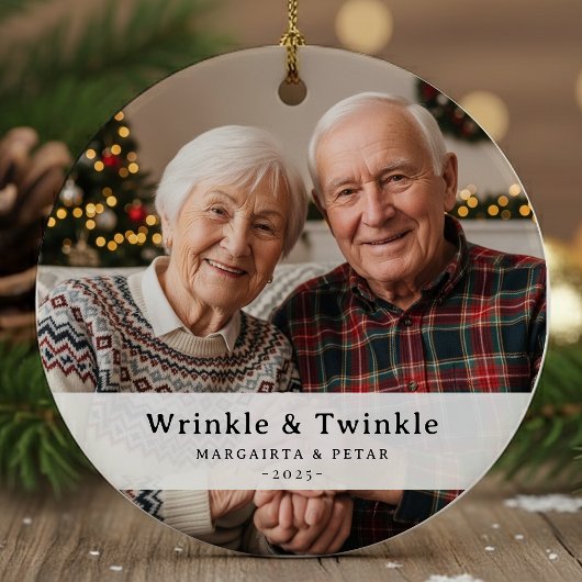 Grappig Rimpel & Twinkle Grootouder Foto Keepsake Keramisch Ornament