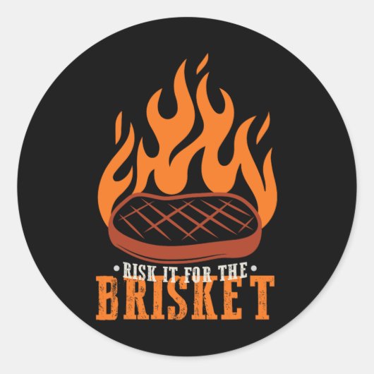 Grappig risico voor de Brisket Grilling BBQ Ronde Sticker (Voorkant)