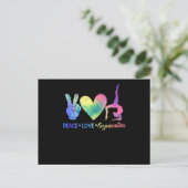 Grappig ritmische gymnastiek vredesliefde briefkaart (Staand voorkant)