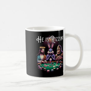 Grappig Rizz hij is Rizzin Jesus Paashaas Bigfoot Koffiemok
