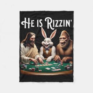 Grappig Rizz hij is Rizzin Jezus Fleece Deken