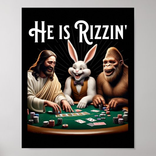 Grappig Rizz hij is Rizzin Jezus Poster (Voorkant)