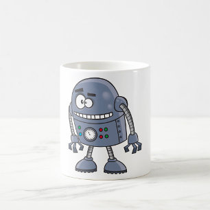 Grappig Robot Karakter Schattig Blauw Retro Koffiemok