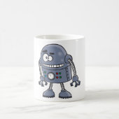 Grappig Robot Karakter Schattig Blauw Retro Koffiemok (Center)