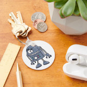 Grappig Robot Karakter Schattig Blauw Retro Sleutelhanger