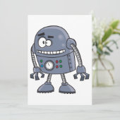 Grappig Robotpersonage Schattig Blauw Retro Kaart (Staand voorkant)