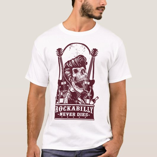 Grappig  Rockabilly Skelet T-shirt (Voorkant)