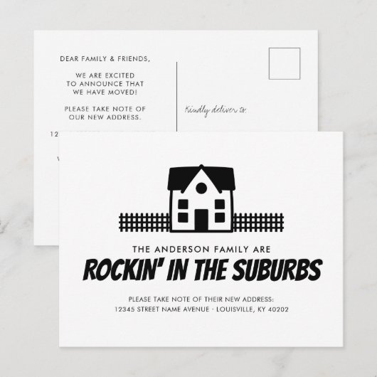 Grappig Rockin' in de buitenwijken We hebben verhu Aankondigingskaart (Voorkant / Achterkant)