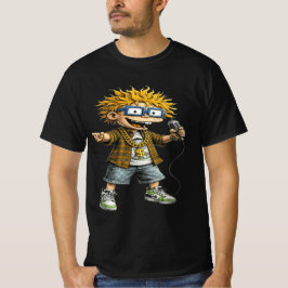 Grappig Rockstar Cartoon Karakter Grafische T-Shir T-shirt