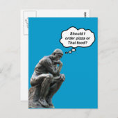 Grappig Rodin Thinker Statue - Pizza of Thai Food? Briefkaart (Voorkant / Achterkant)