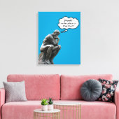 Grappig Rodin Thinker Statue - Pizza of Thai Food? Canvas Afdruk (Insitu (Woonkamer))