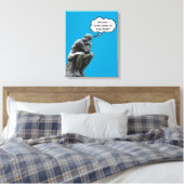 Grappig Rodin Thinker Statue - Pizza of Thai Food? Canvas Afdruk (Insitu (Slaapkamer))