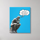 Grappig Rodin Thinker Statue - Pizza of Thai Food? Canvas Afdruk (Voorkant)
