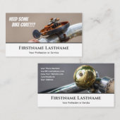 Grappig roestende fietsbel voor fietsenreparatiewi visitekaartje (Voorkant / Achterkant)