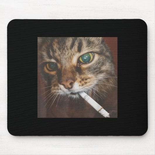 Grappig Roken Kat Meme Muismat (Voorkant)