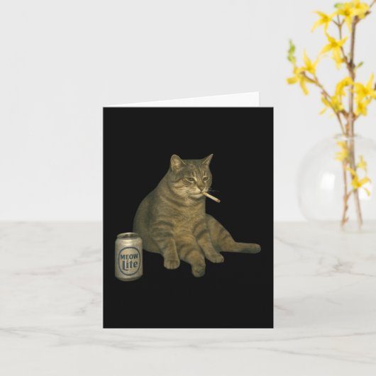 Grappig Roken Kat Meme Sigaret Kitten Drink B Kaart (Gele Bloem)