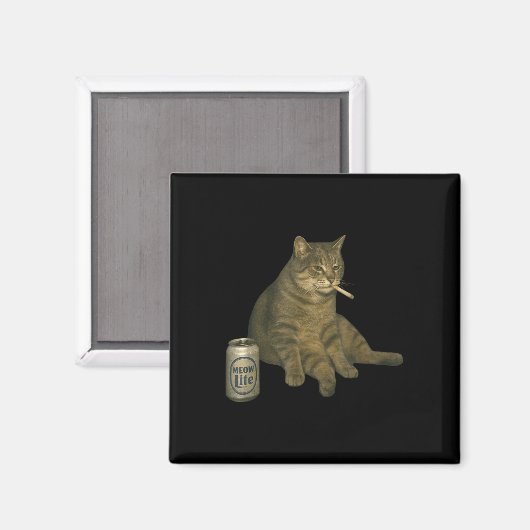 Grappig Roken Kat Meme Sigaret Kitten Drink B Magneet (Voorkant / Achterkant)