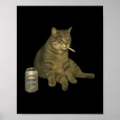 Grappig Roken Kat Meme Sigaret Kitten Drink B Poster (Voorkant)