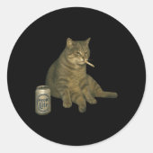 Grappig Roken Kat Meme Sigaret Kitten Drink B Ronde Sticker (Voorkant)