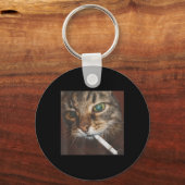 Grappig Roken Kat Meme Sleutelhanger (Voorkant)