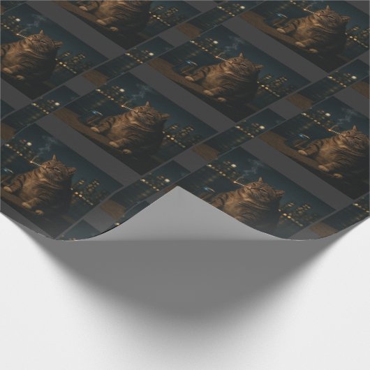 Grappig Roken Kat Meme Stompzinnige Hersenrot Cadeaupapier (Hoek)