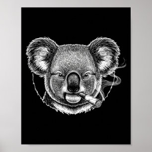 Grappig Roken Koala Meme Vintage Roker Design Poster