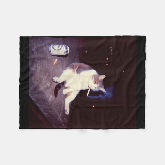 Grappig Roken Meme Sigaret Kitten Brainrot Gekke Fleece Deken (Voorkant (Horizontaal))