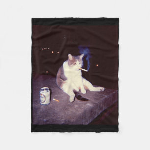 Grappig Roken Meme Sigaret Kitten Brainrot Gekke Fleece Deken