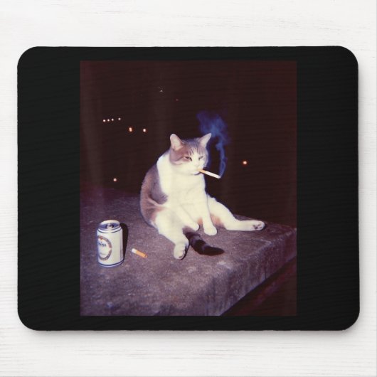 Grappig Roken Meme Sigaret Kitten Brainrot Gekke Muismat (Voorkant)