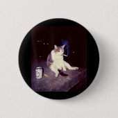 Grappig Roken Meme Sigaret Kitten Brainrot Gekke Ronde Button 5,7 Cm (Voorkant)