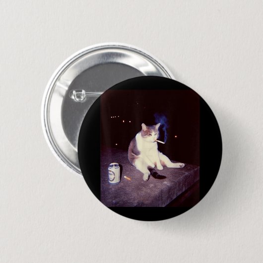 Grappig Roken Meme Sigaret Kitten Brainrot Gekke Ronde Button 5,7 Cm (Voorkant /achterkant)