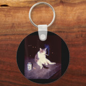 Grappig Roken Meme Sigaret Kitten Brainrot Gekke Sleutelhanger (Voorkant)